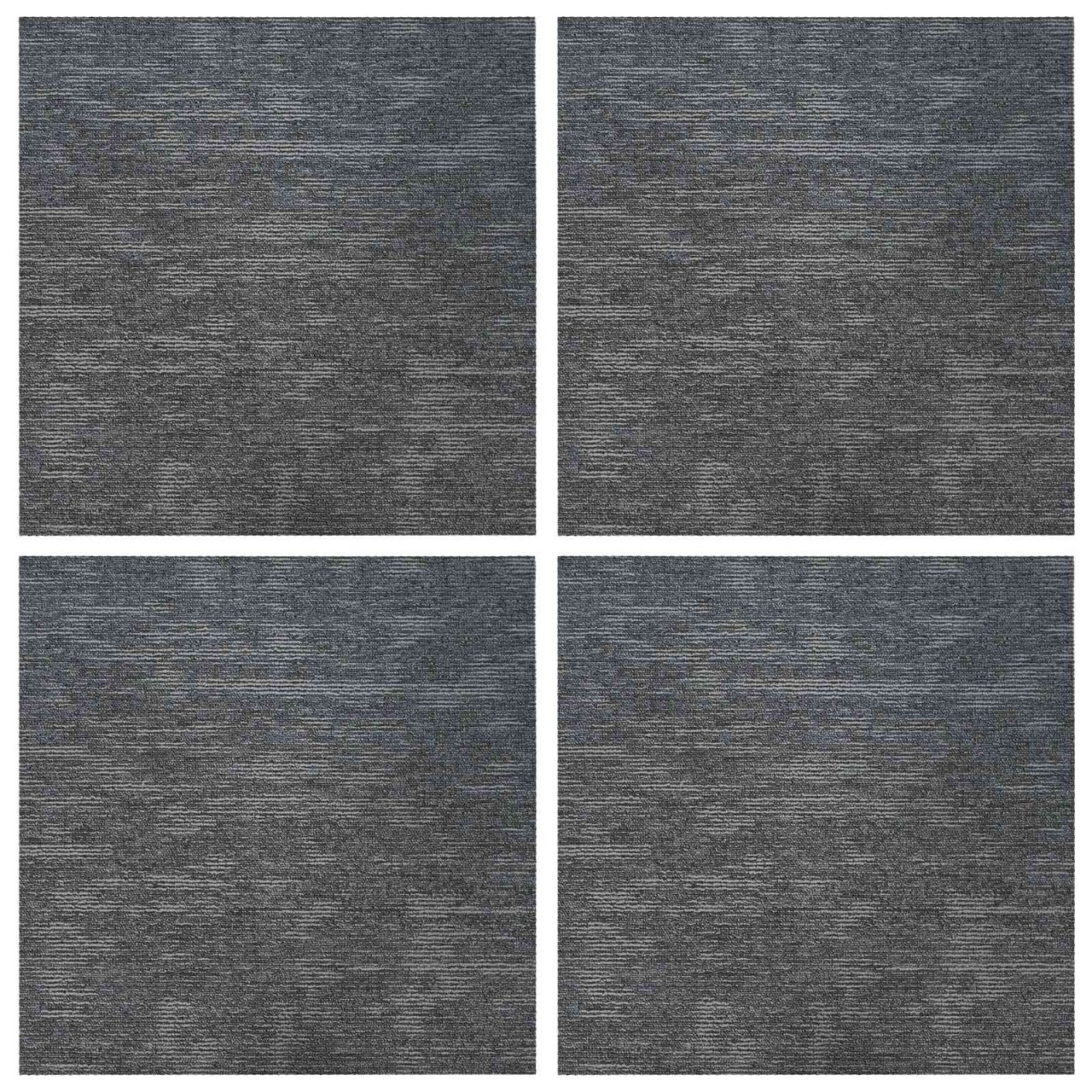 Teppichfliese Hellgrau mit Streifen 50 x 50 cm 4 pcs