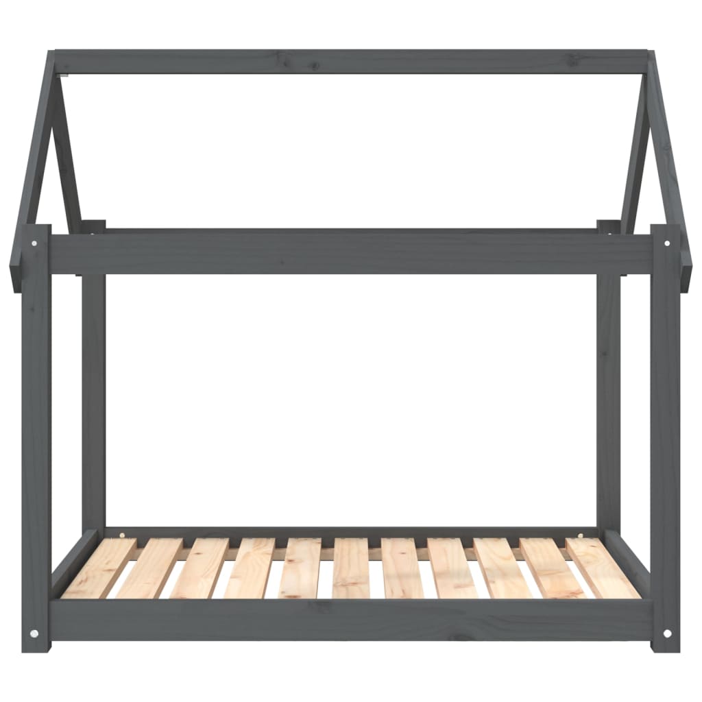 Hundebett Grau 61x50x70 cm Massivholz Kiefer