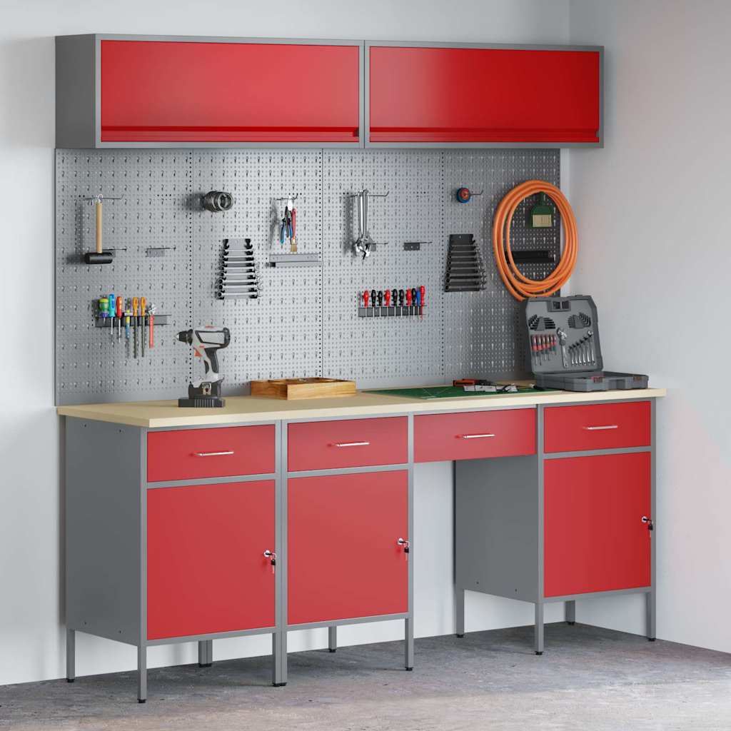 Arbeitsschrankset mit Schubladen mit Regal 8 pcs Grau