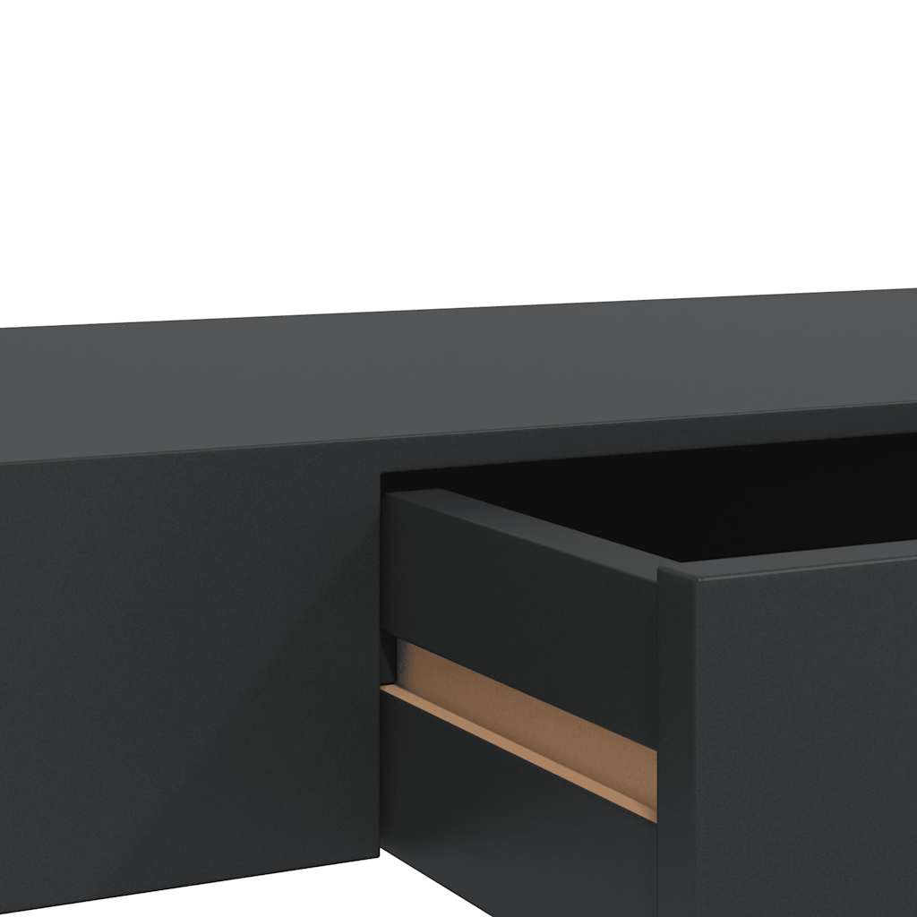 Schweberegal mit Schublade Schwarz 48x25x8 cm