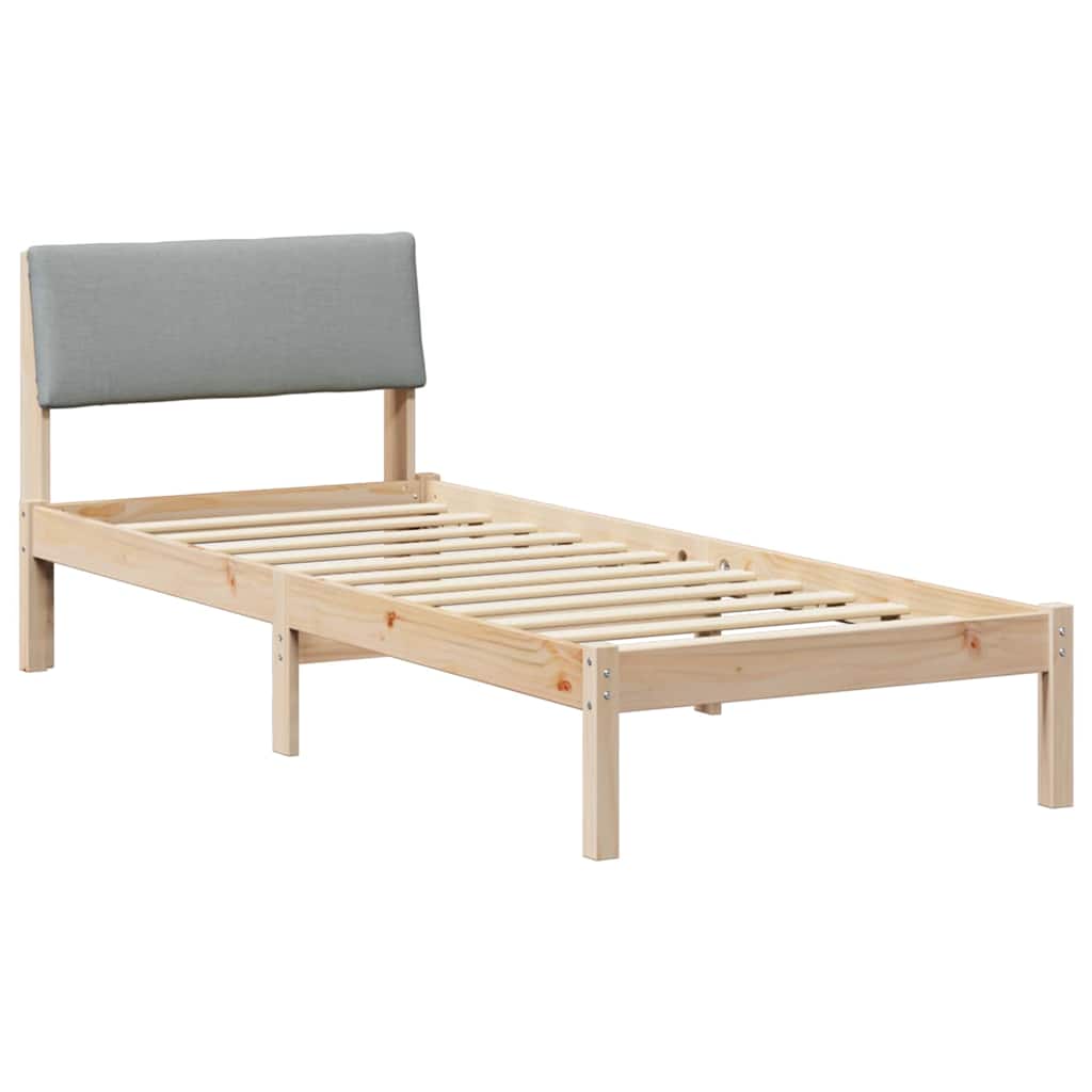 Bettgestell Braun und hellgrau 200 x 200 cm Massivholz Kiefer