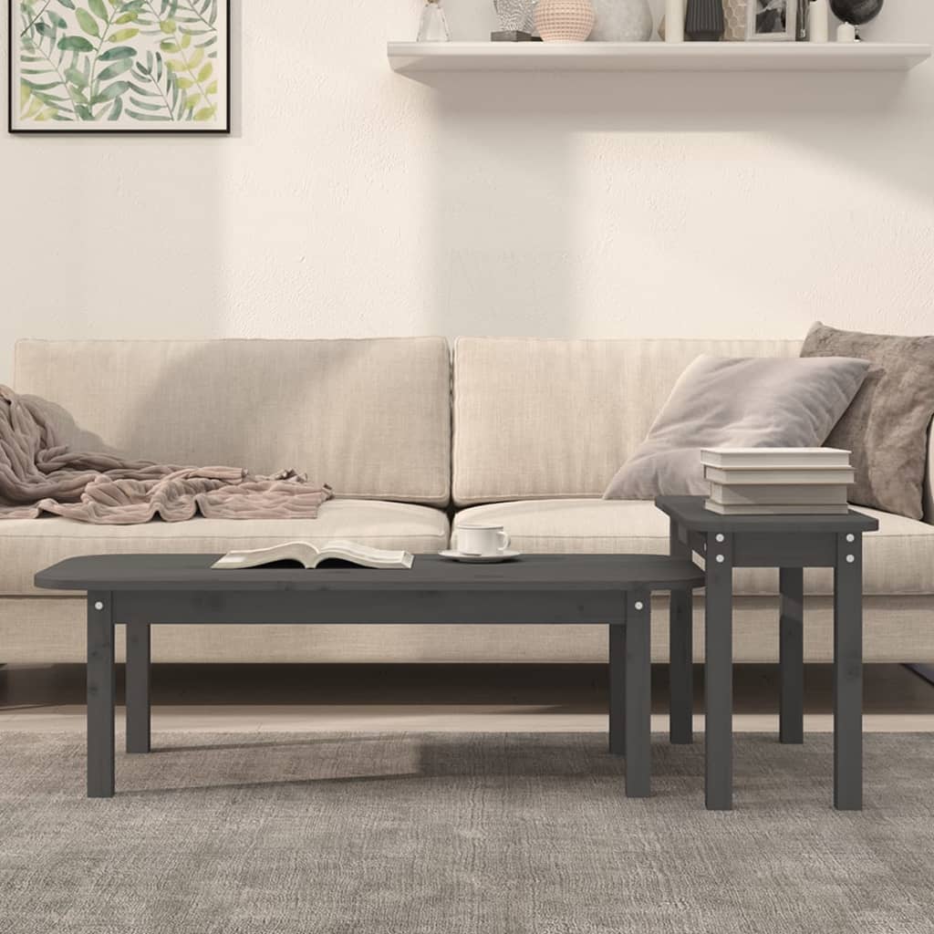 2-tlg. Couchtisch-Set Massivholz Kiefer