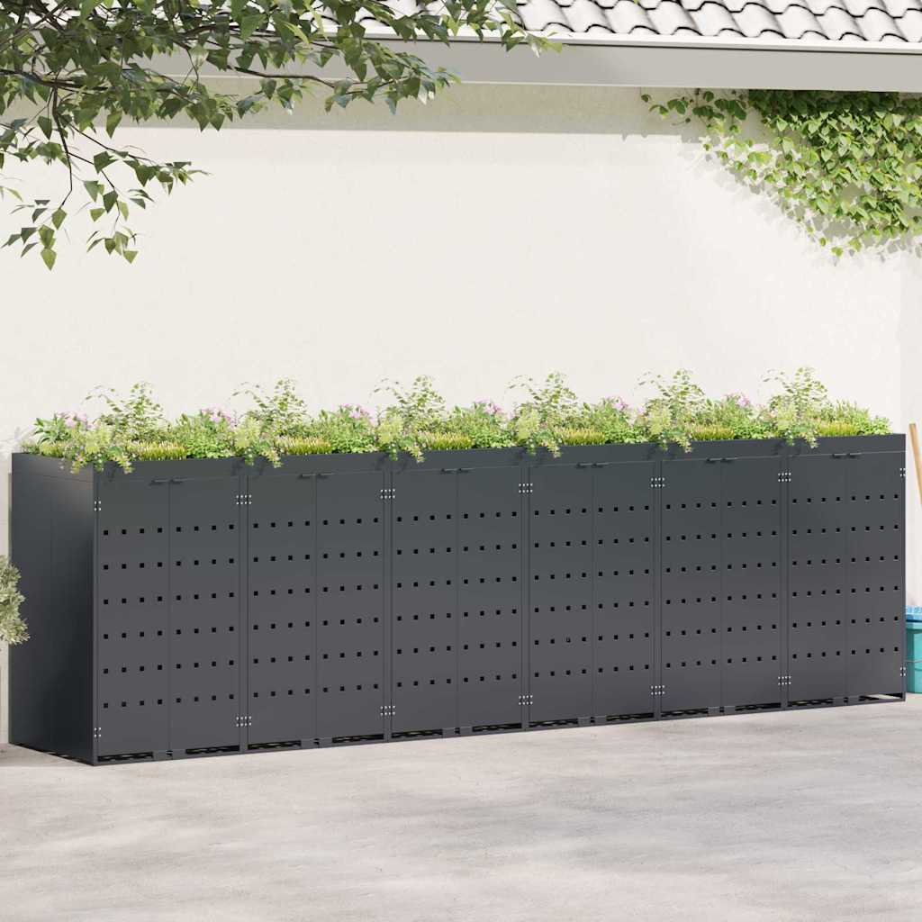 Mülltonnenbox für 2 Tonnen Schwarz 138x79x117 cm Stahl