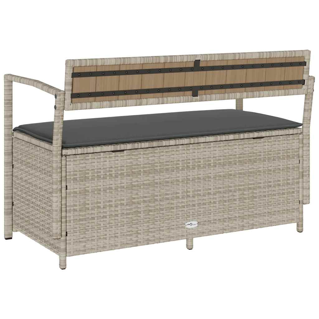 Gartenbank mit Stauraum und Kissen Schwarz Poly Rattan