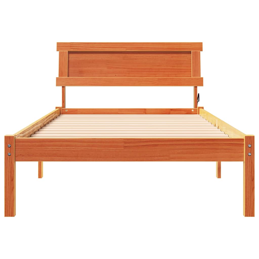 Bettgestell mit Kopfteil Braun 200 x 200 cm Massivholz Kiefer