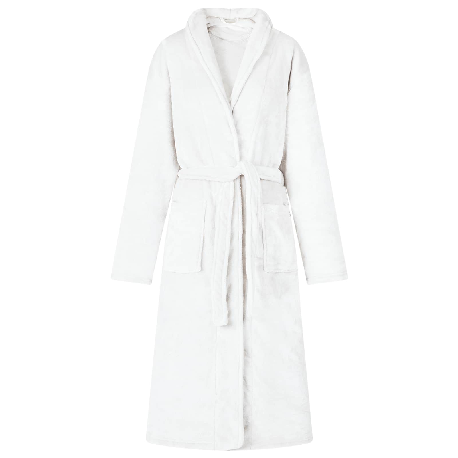 Bademantel ohne Kapuze Beige S Flanell