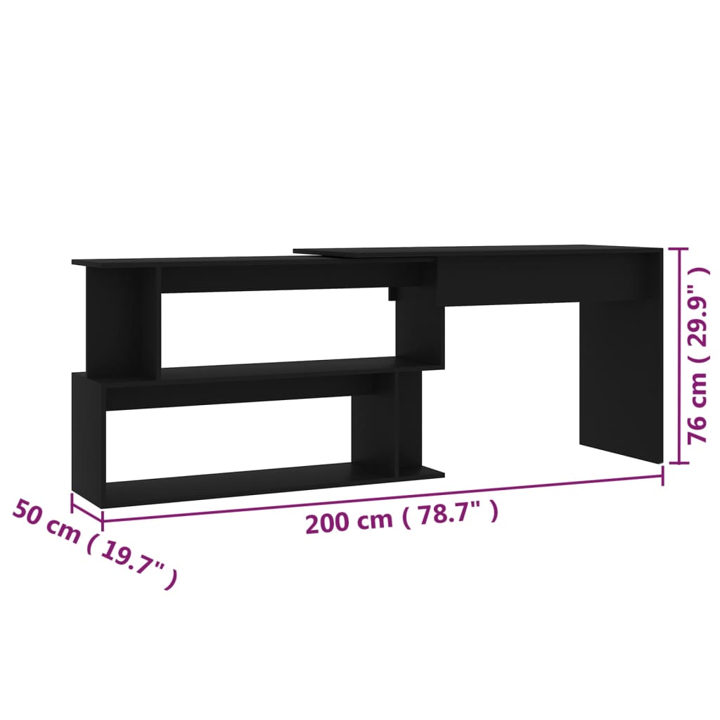 Eckschreibtisch Weiß 200x50x76 cm Holzwerkstoff