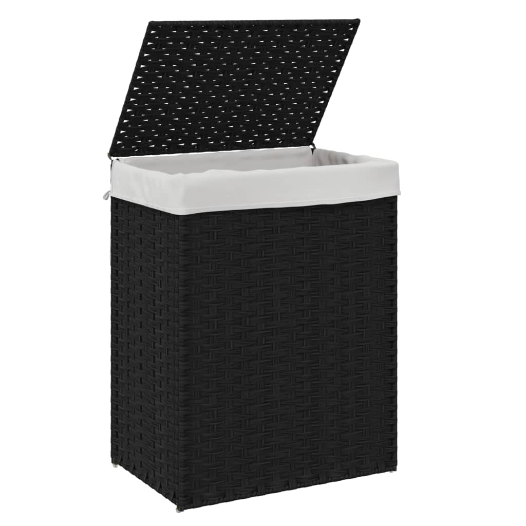 Wäschekorb mit Deckel 46x33x60 cm Poly Rattan
