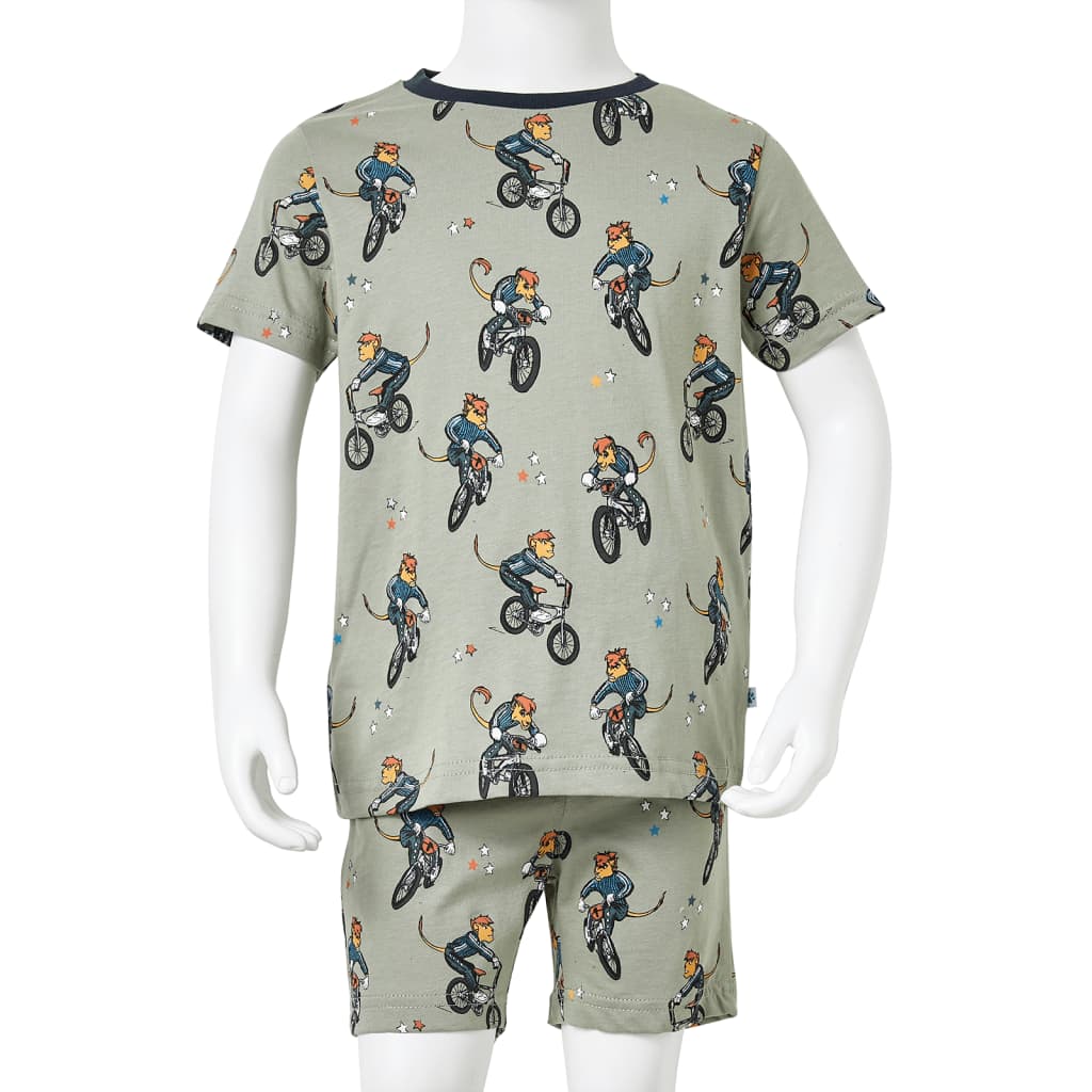 Kinderpyjama mit Kurzen Ärmeln Hellkhaki 92