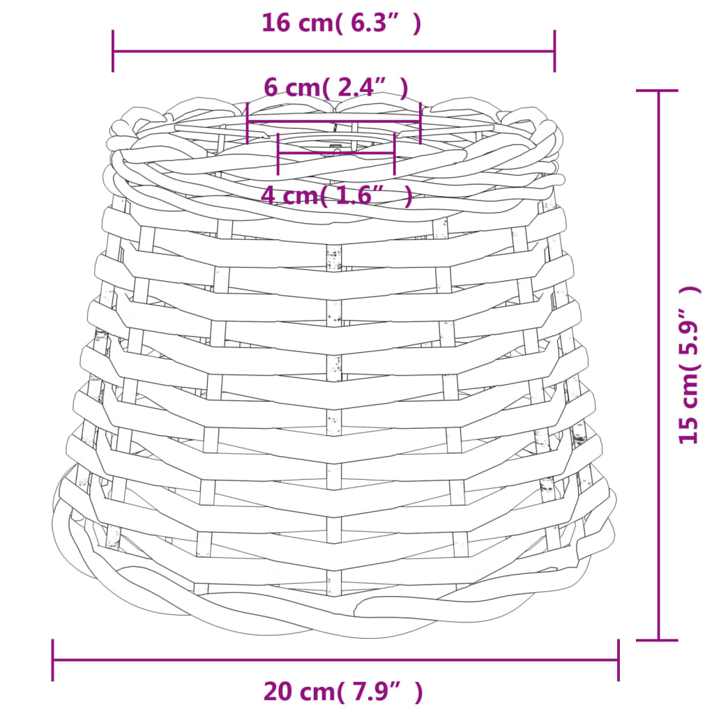 Lampenschirm Weiß Ø15x12 cm Korbweide