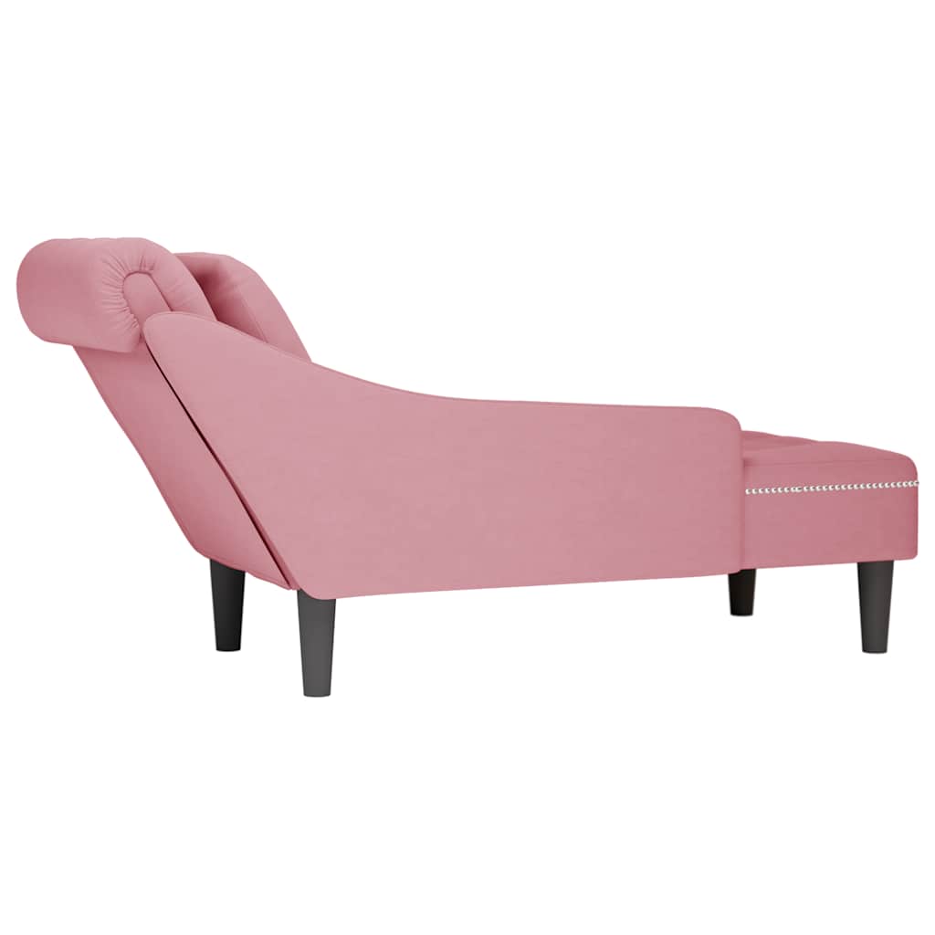Chaiselongue mit Kissen und Rechter Armlehne Blau Samt