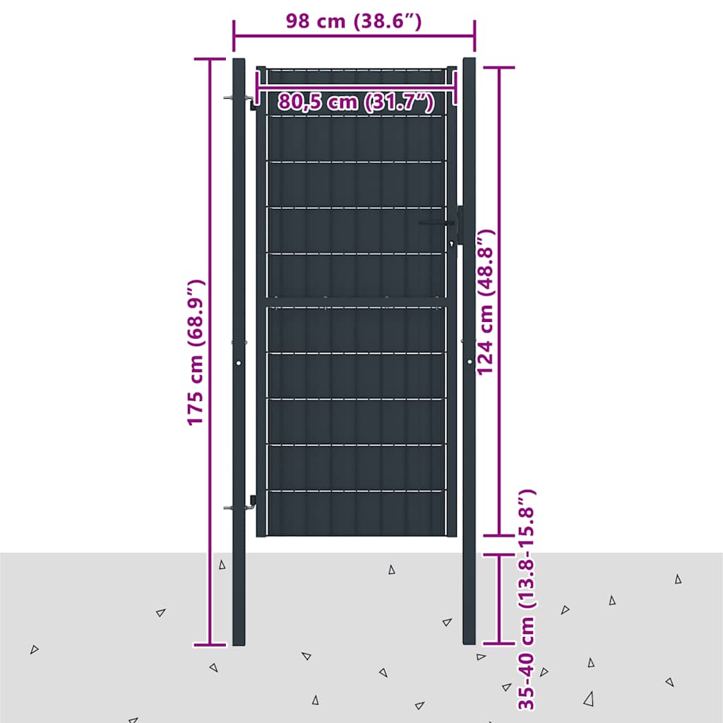 Zauntor aus PVC und Stahl 100 x 81 cm Grün