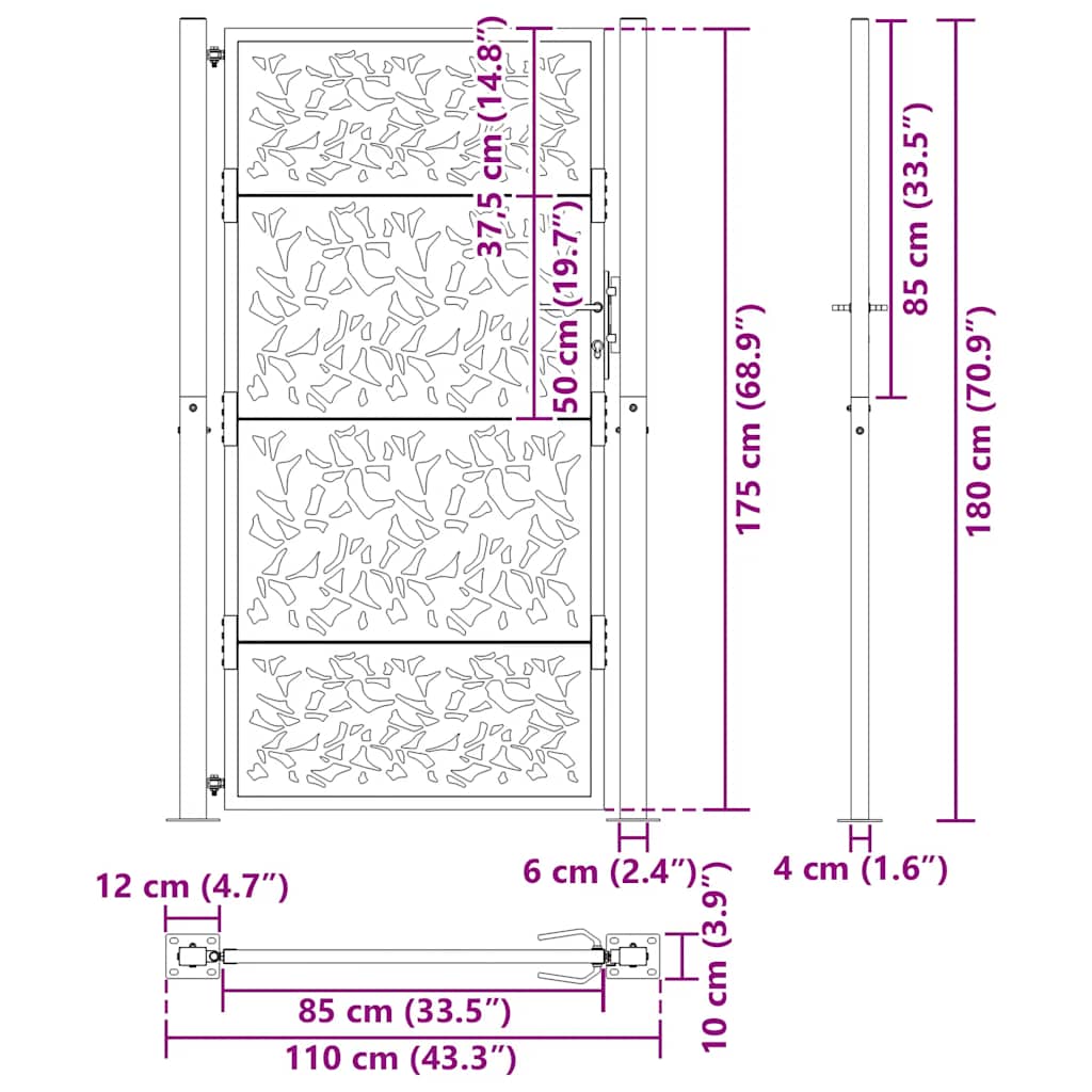 Gartentor Schwarz 100x100 cm Stahl Lichtdesign