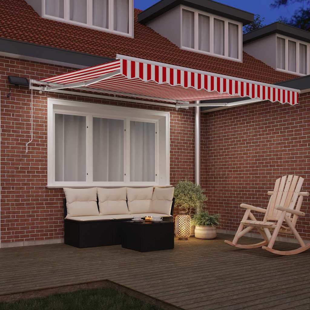 Markise Manuell Einziehbar mit LED 300x250 cm Blau und Weiß