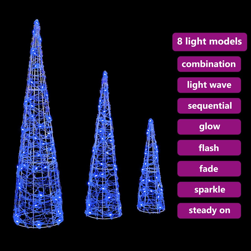 Weihnachtsbaum mit 90 LEDs 3 pcs Warmweiß 20 x 20 x 80 cm Acryl