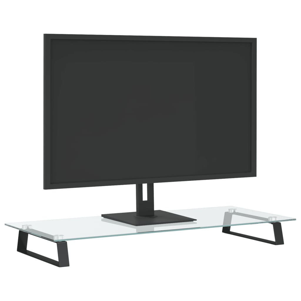 Monitorständer Weiß 60x20x8 cm Hartglas und Metall