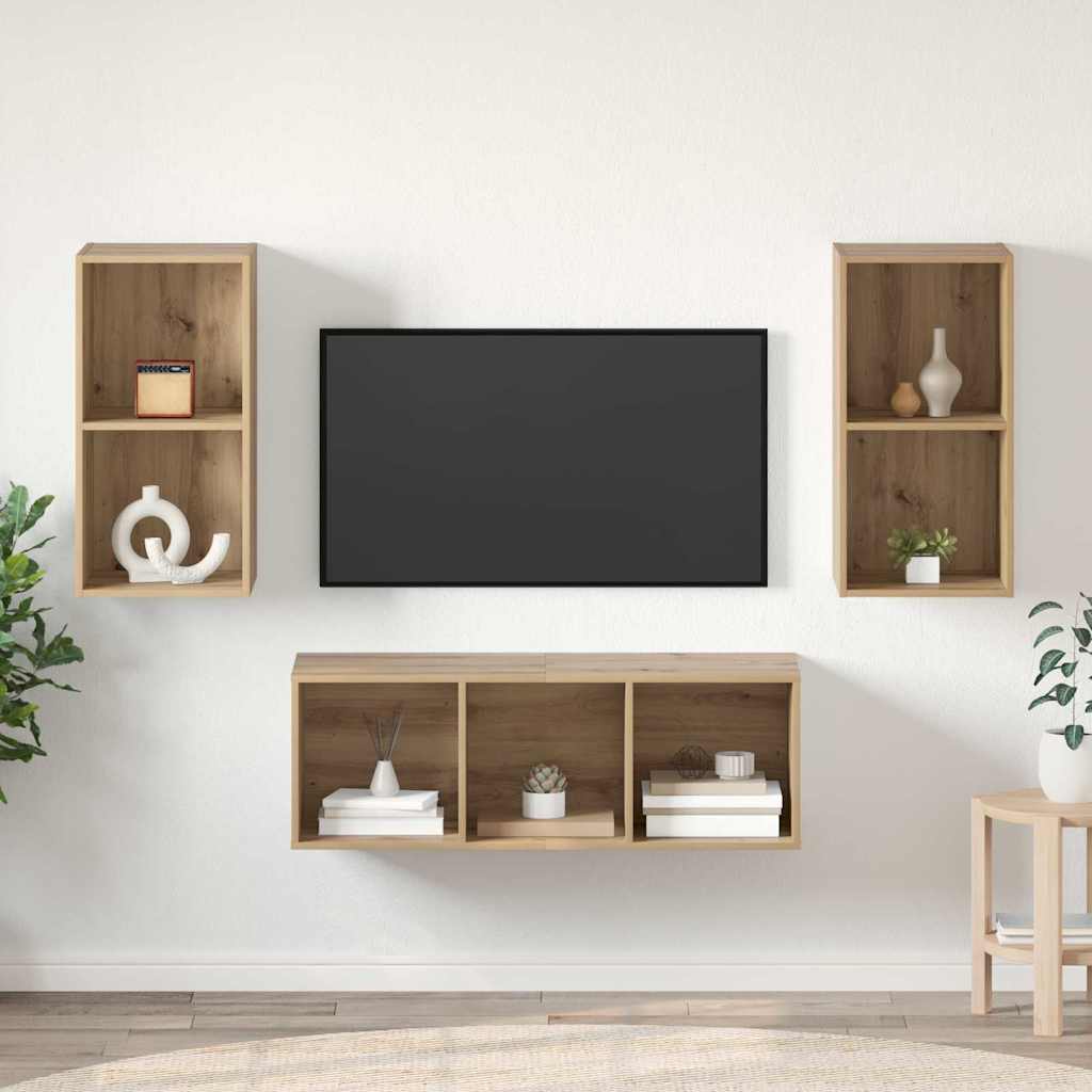3-tlg. TV-Schrank-Set Weiß Holzwerkstoff