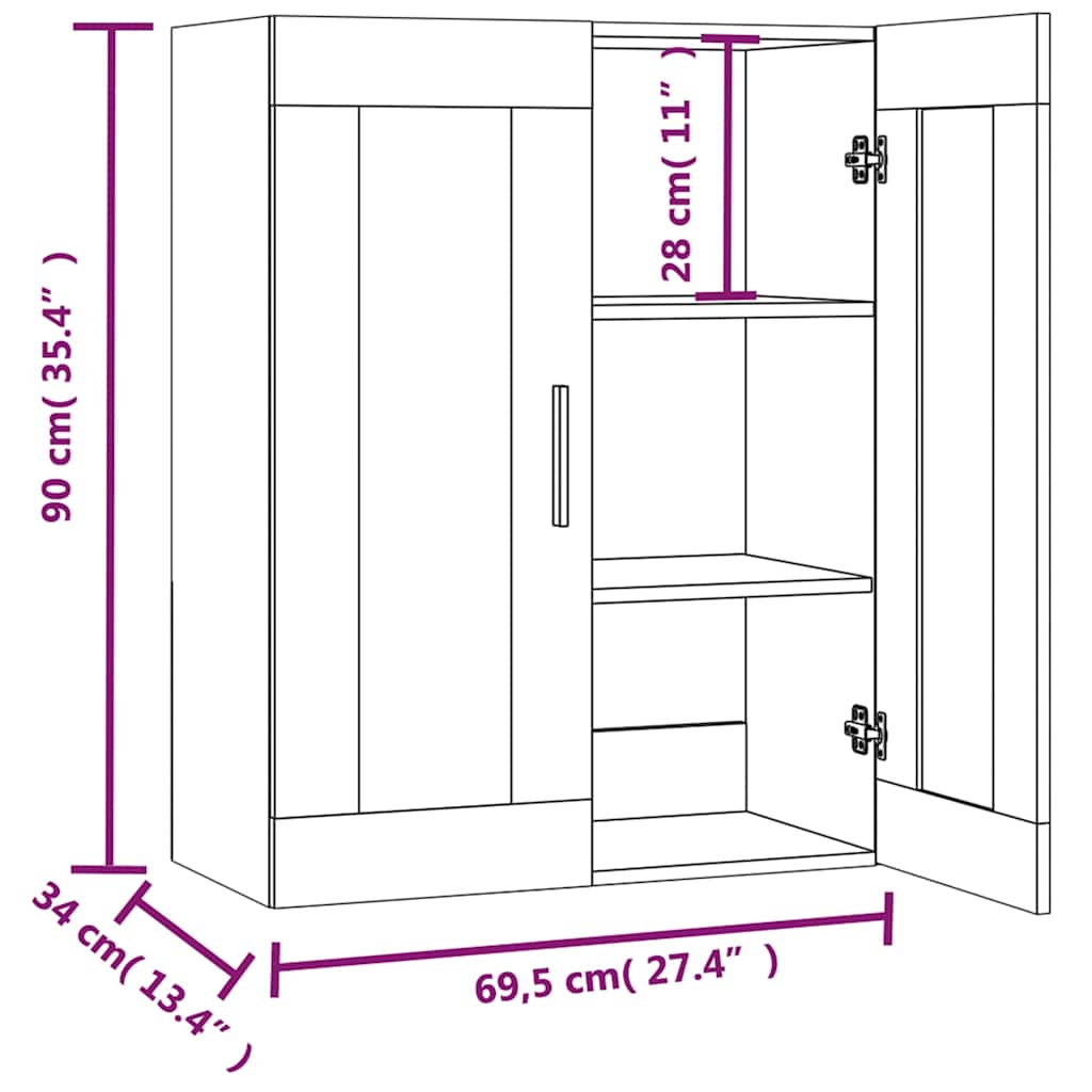 Hängeschrank Weiß 69,5x34x90 cm