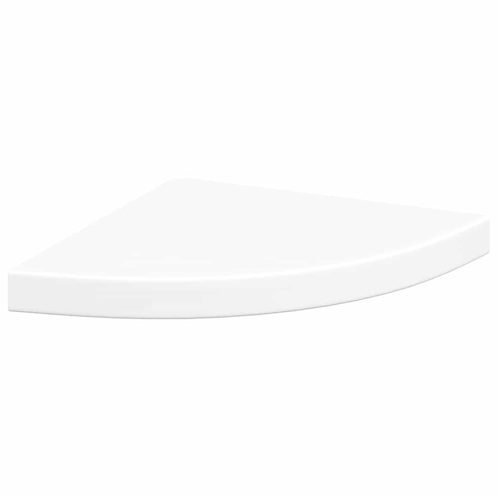 Schwebende Eckregale 2 Stk. Hochglanz-Weiß 25x25x3,8 cm MDF