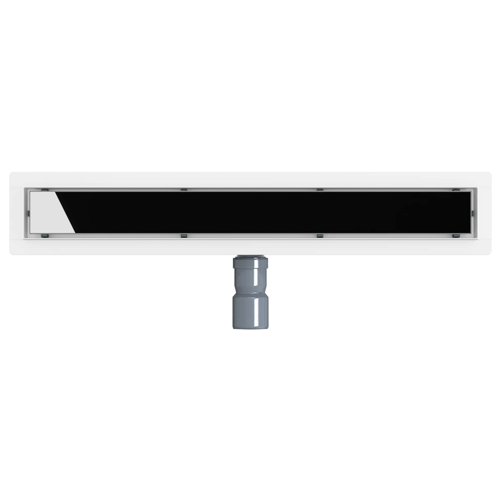 Duschabfluss mit Glashülle und 360° Siphon Schwarz 50 cm