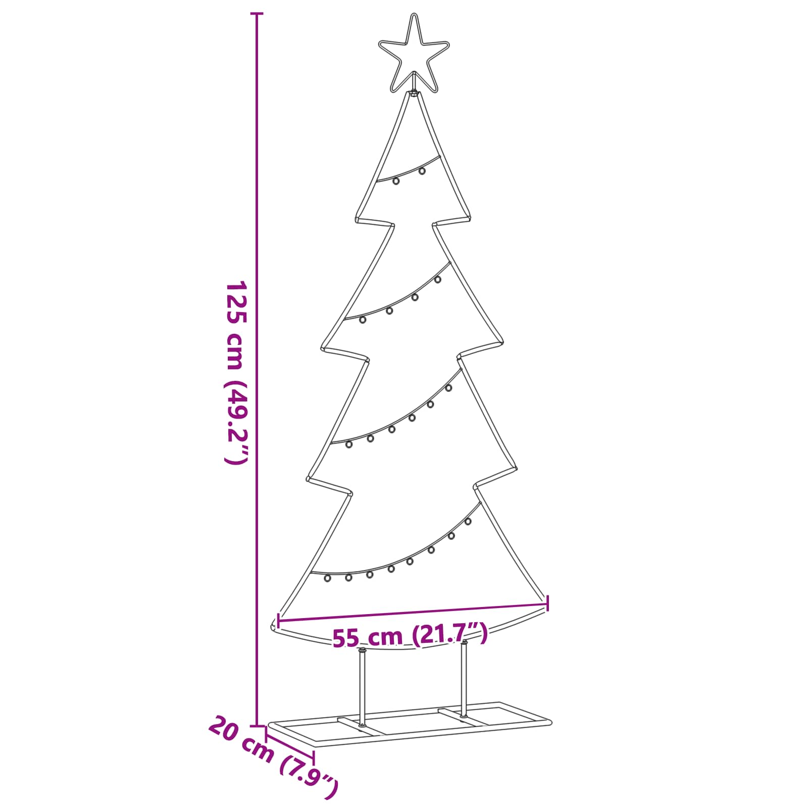 Metall Weihnachtsbaum mit Ständer Schwarz 60 cm Stahl
