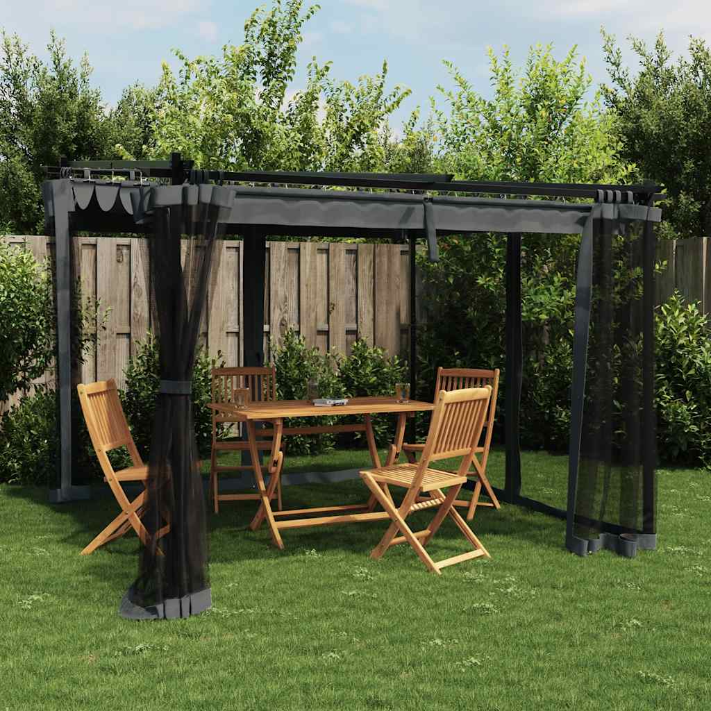 Pavillon mit Netzwände Creme 3x3 m Stahl