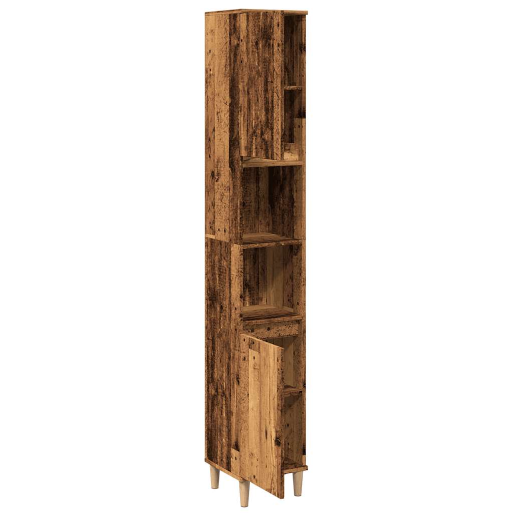 Badschrank Weiß 30x30x190 cm Holzwerkstoff