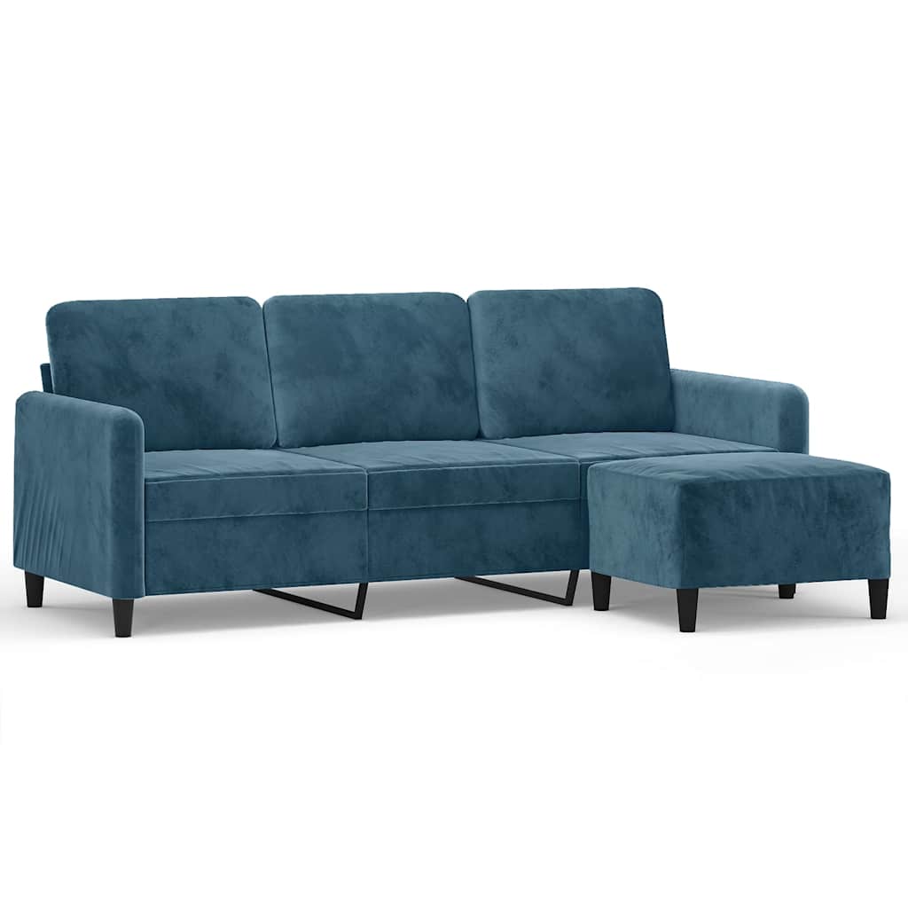 3-Sitzer-Sofa mit Hocker Rosa 180 cm Samt