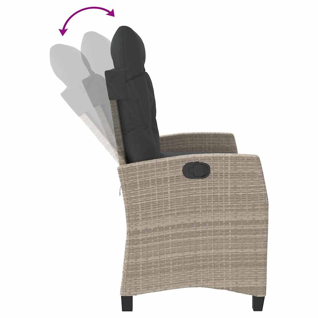 Gartenbank Verstellbar mit Kissen Schwarz Poly Rattan