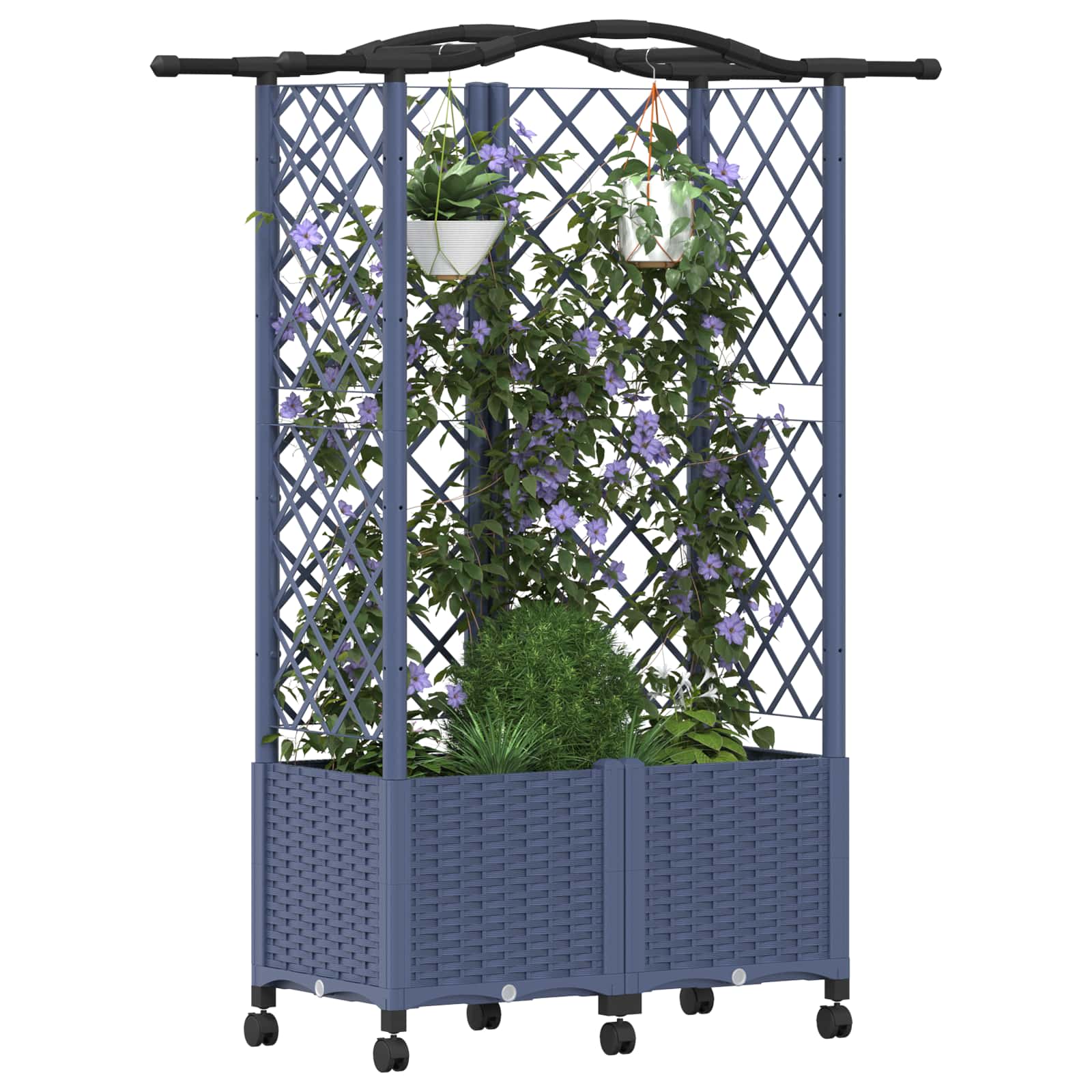 Hochbeet mit Rankgitter und Dach Braun 124 x 40 x 123 cm PP