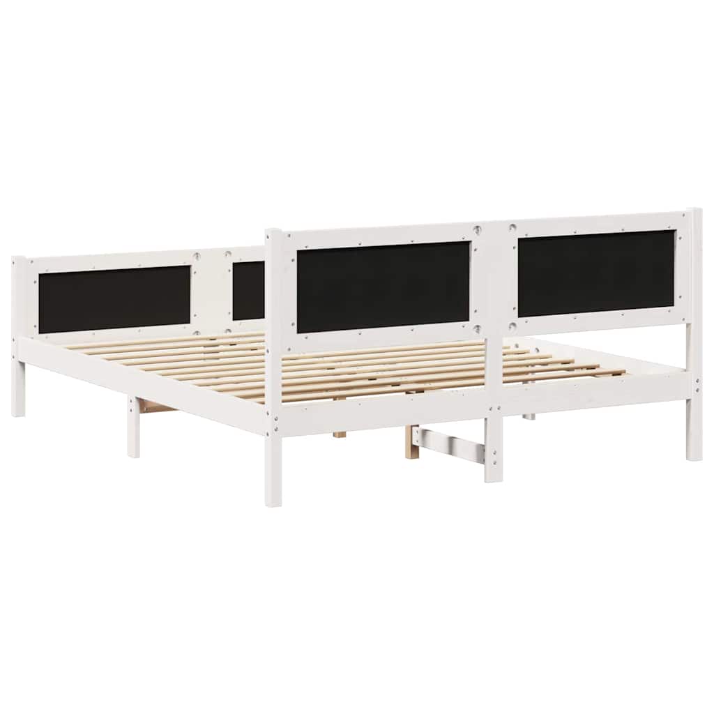Bettgestell Braun und hellgrau 200 x 200 cm Massivholz Kiefer