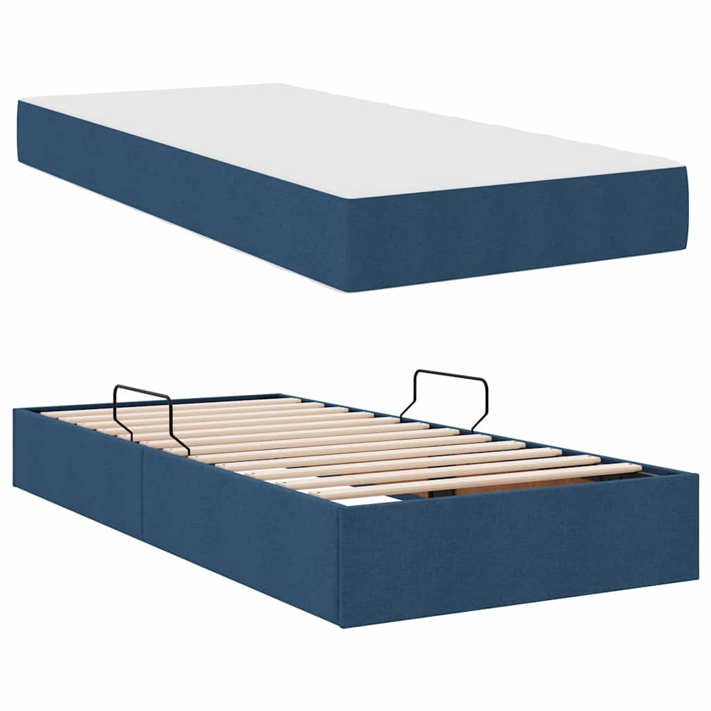 Aufbewahrungsbett mit Matratze Hellgrau 90 x 190 cm Polyester