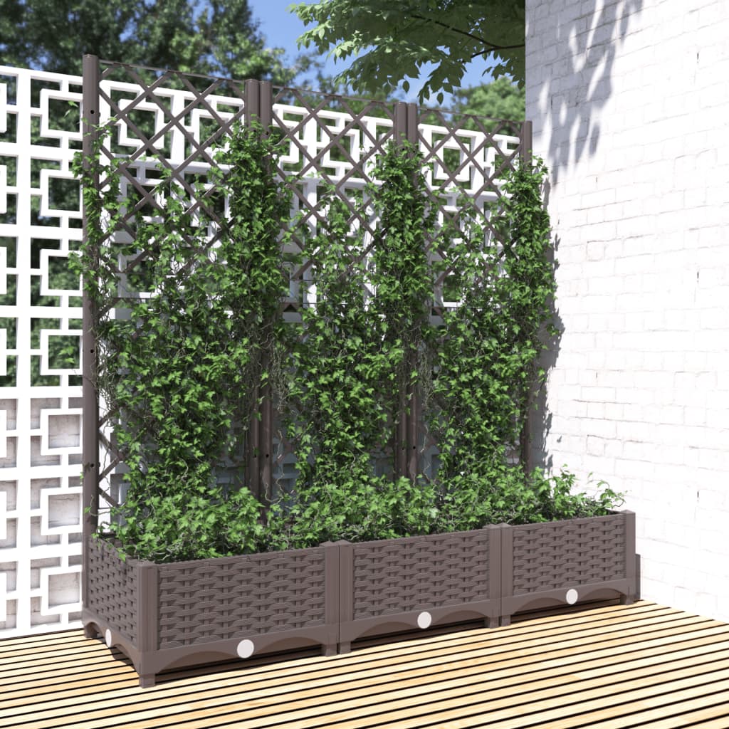 Pflanzkübel mit Rankgitter Hellgrau 40x40x121,5 cm PP