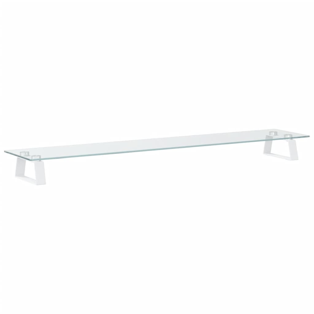 Monitorständer Weiß 60x20x8 cm Hartglas und Metall