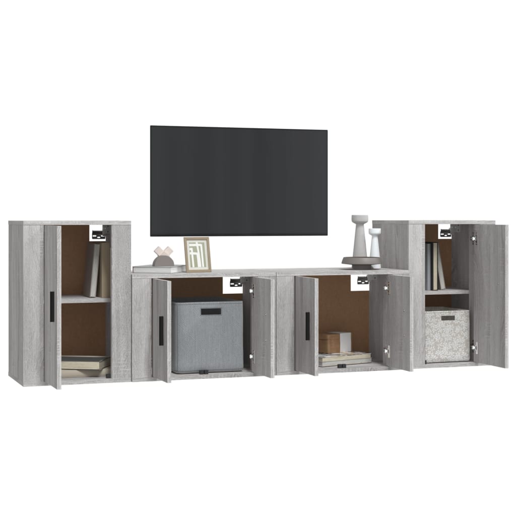 4-tlg. TV-Schrank-Set Weiß Holzwerkstoff