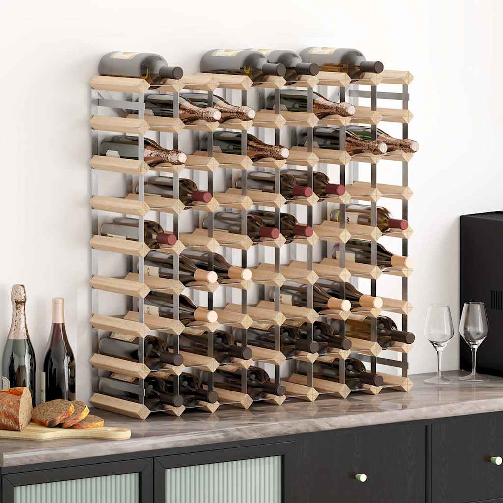 Weinregal für 42 Flaschen Braun Massivholz Kiefer