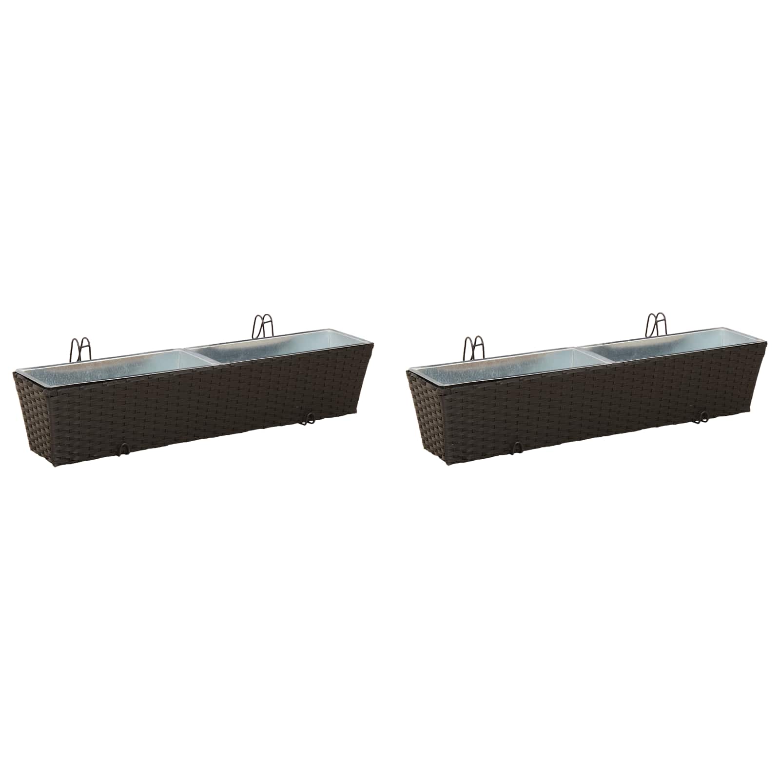 Balkon 2 pcs Schwarz 50 x 17 x 17 cm Metall