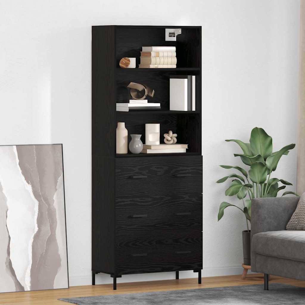 Highboard Hochglanz-Weiß 69,5x34x180 cm Holzwerkstoff