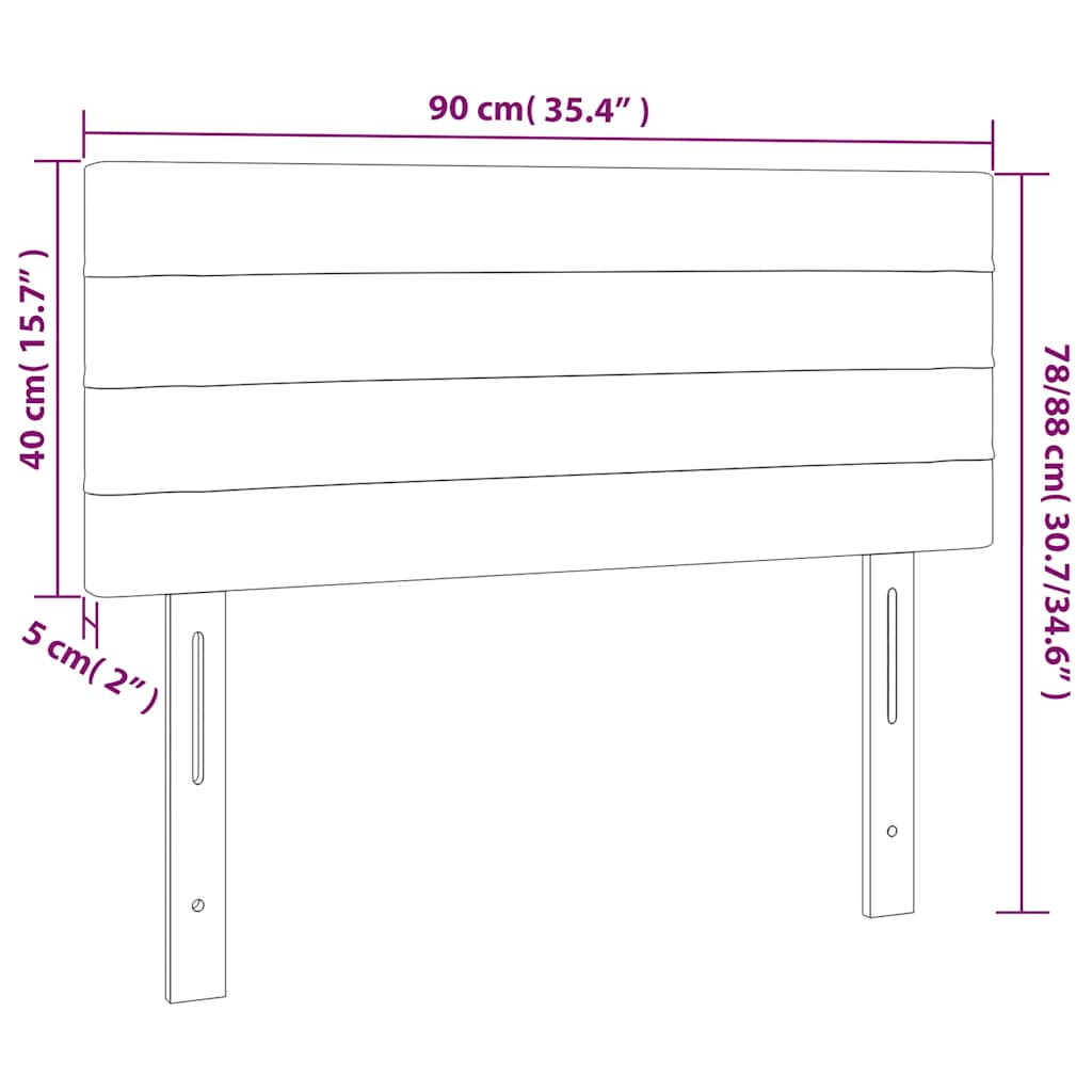 Kopfteil Hellgrau 80x5x118/128 cm Samt