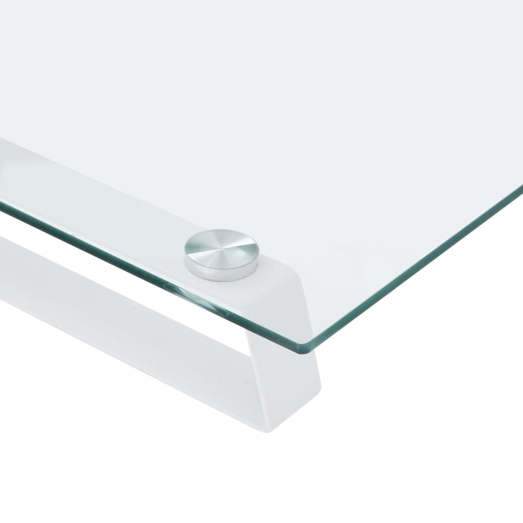 Monitorständer Weiß 60x20x8 cm Hartglas und Metall