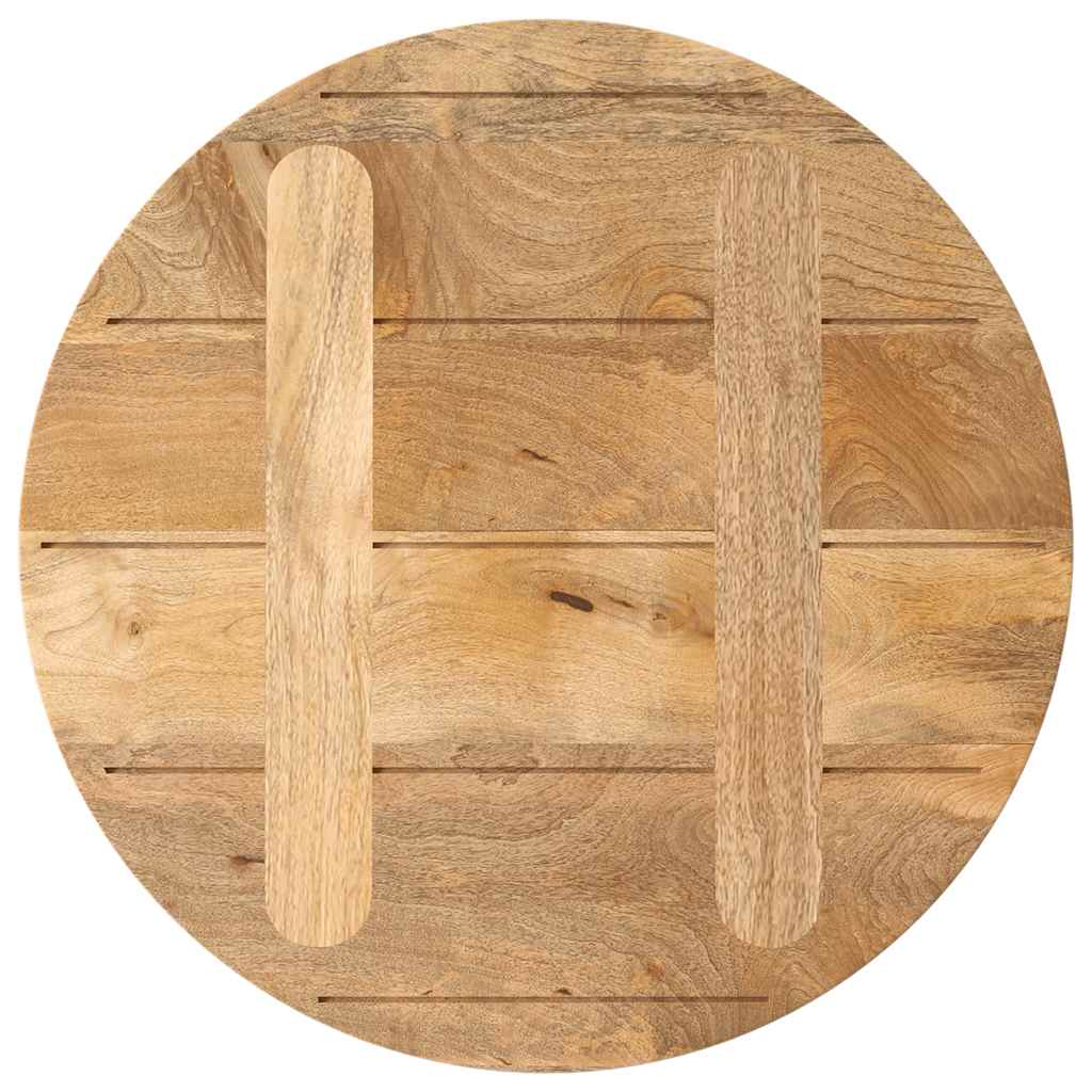 Tischplatte Ø 40x2,5 cm Rund Raues Massives Mangoholz