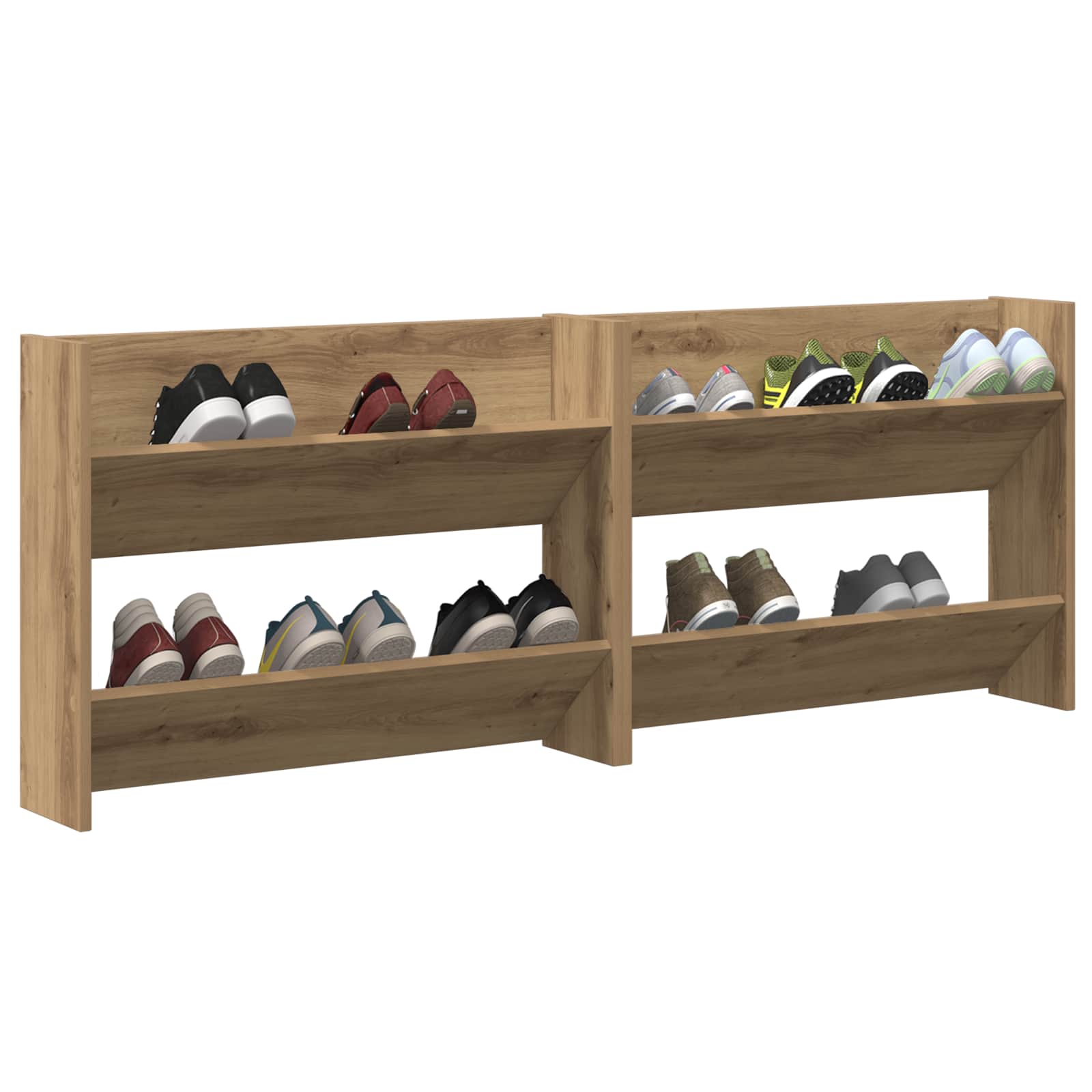Wand-Schuhschränke 4 Stk. Weiß 60x18x60 cm Holzwerkstoff
