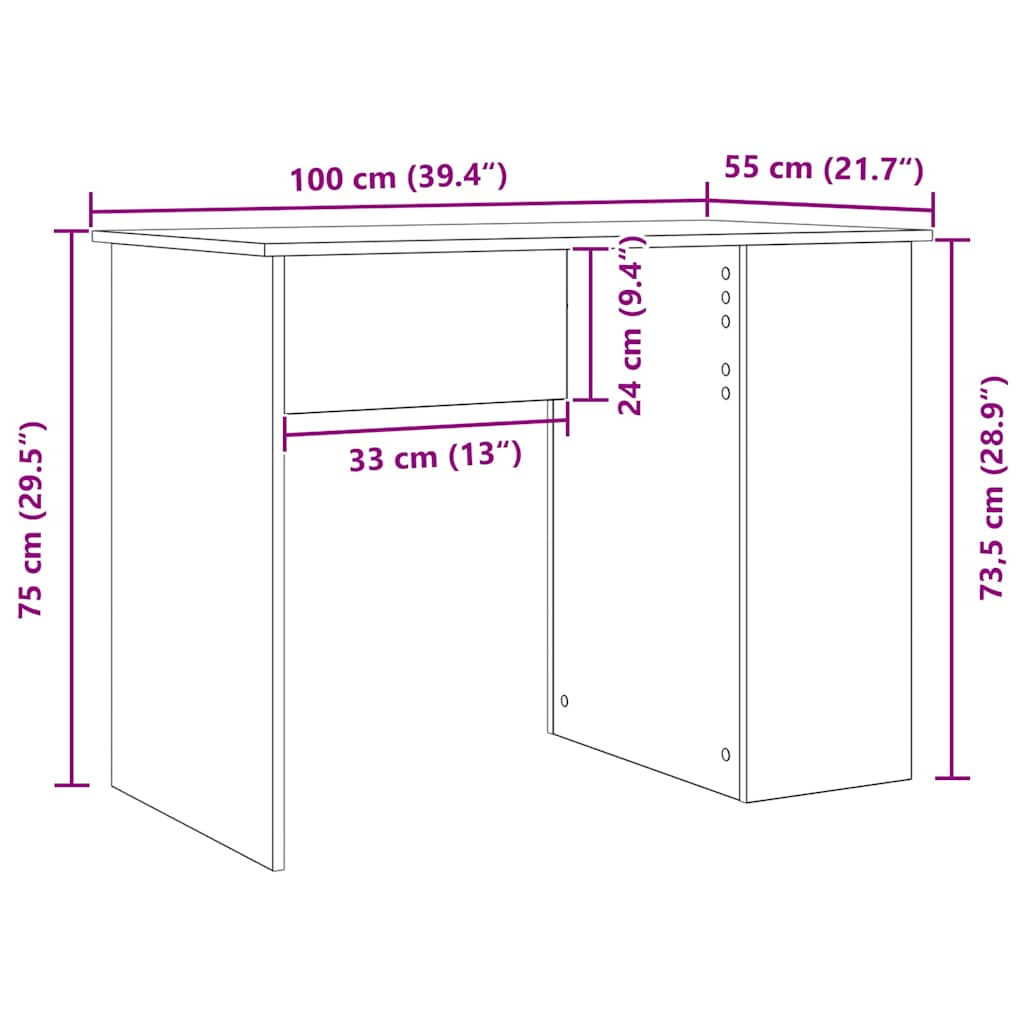Schreibtisch Weiß 100x55x75 cm Holzwerkstoff
