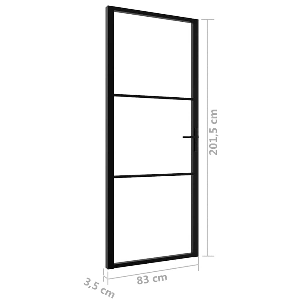 Innentür ESG Glas und Aluminium 76x201,5 cm Schwarz