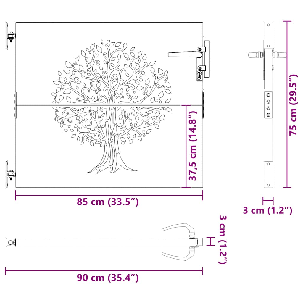 Gartentor Schwarz 100x100 cm Stahl Lichtdesign
