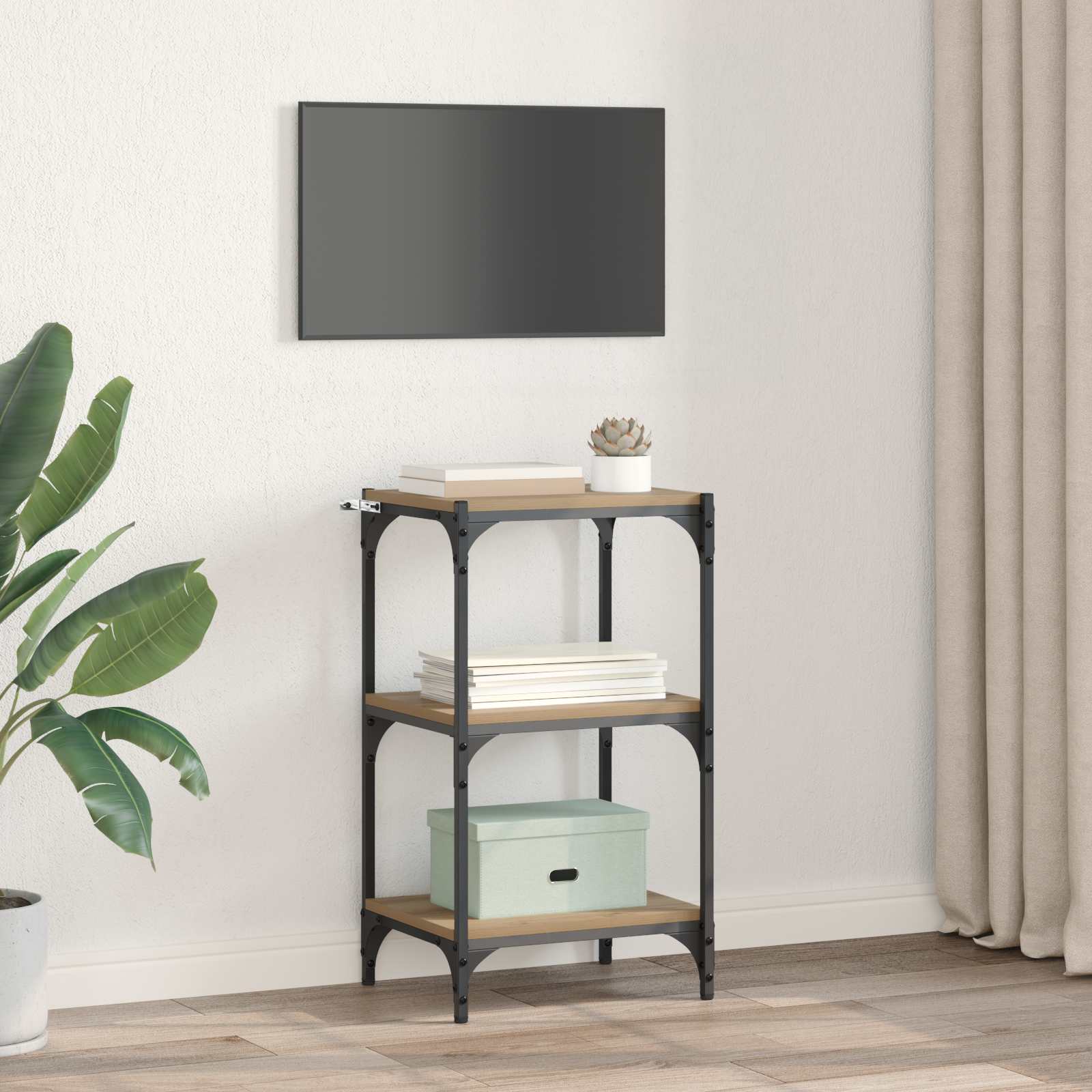 Bücherregal Schwarz 40x33x70,5 cm Holzwerkstoff und Stahl