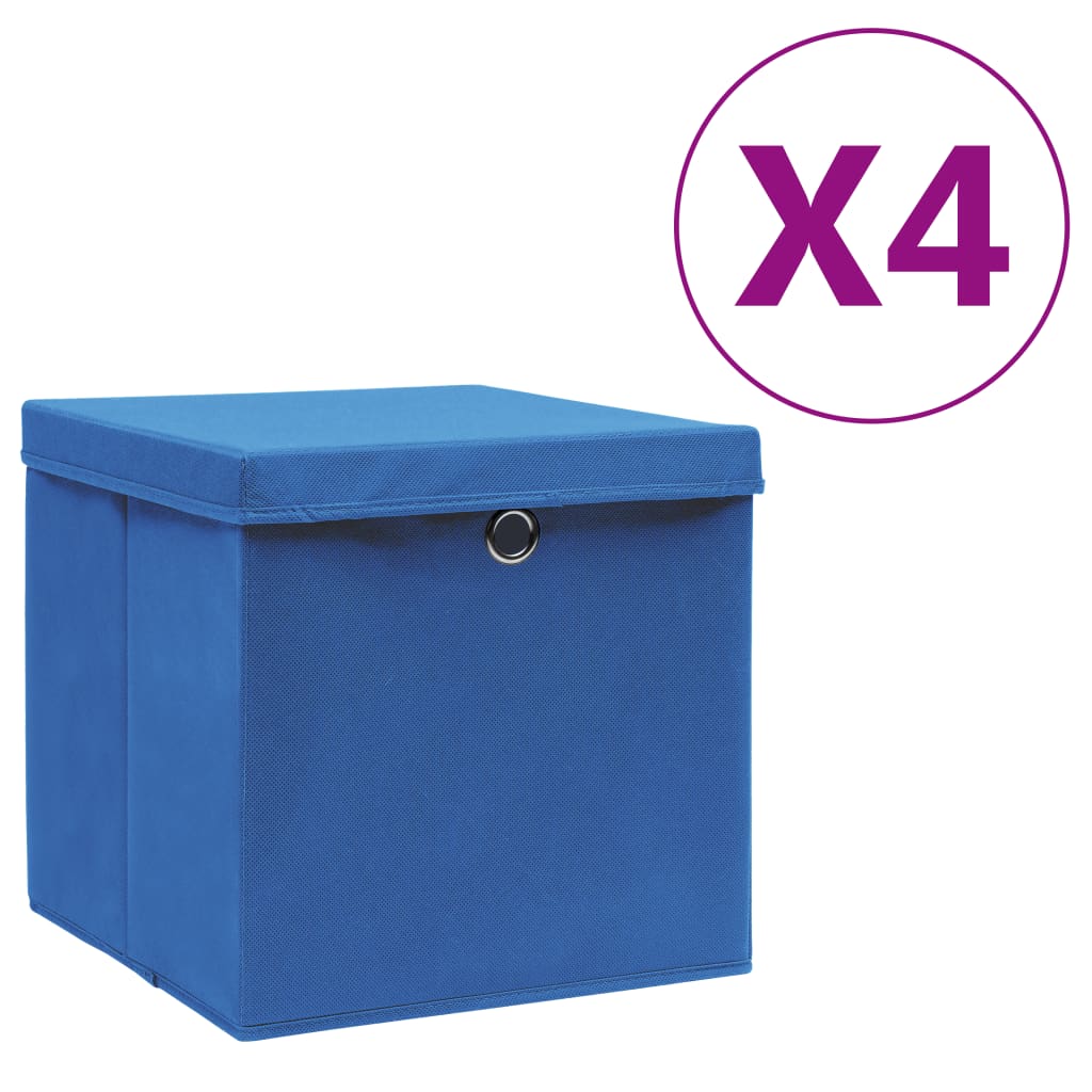 Aufbewahrungsboxen mit Deckeln 10 Stk. 28x28x28 cm Schwarz