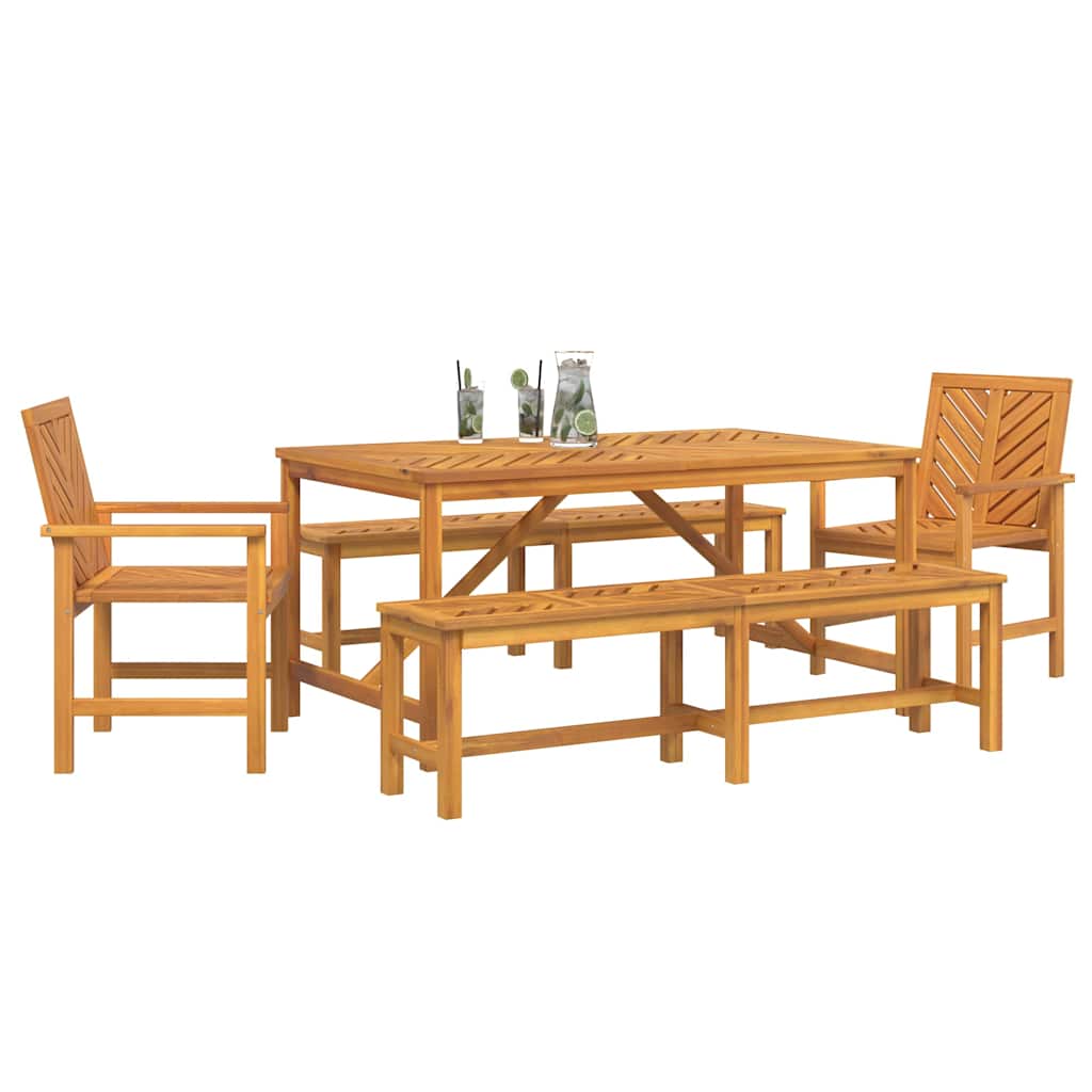 Garten Essgruppe 3 Stk. Braun Massivholz Akazie