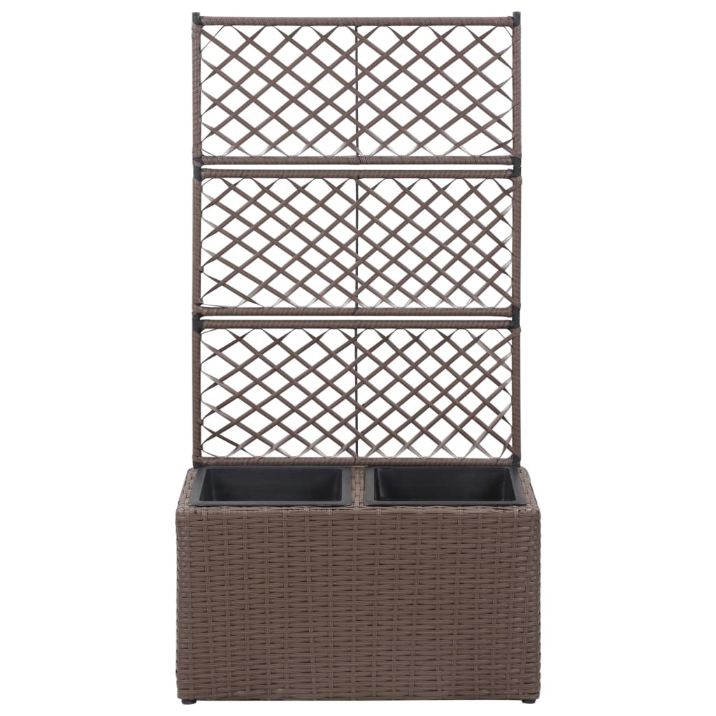 Hochbeet mit Rankgitter 1 Topf 30x30x107cm Poly Rattan Schwarz
