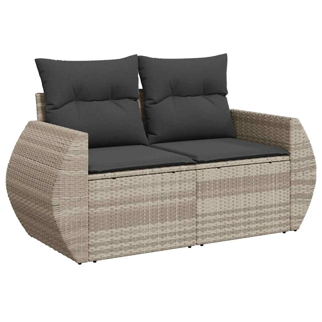 11-tlg. Garten-Sofagarnitur mit Kissen Schwarz Poly Rattan